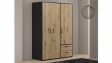 Гардероб Мониса трикрилни дъб артисан с черно - изглед 1 - МебелМаг Гардероб Мониса трикрилни дъб артисан с черно - изглед 1