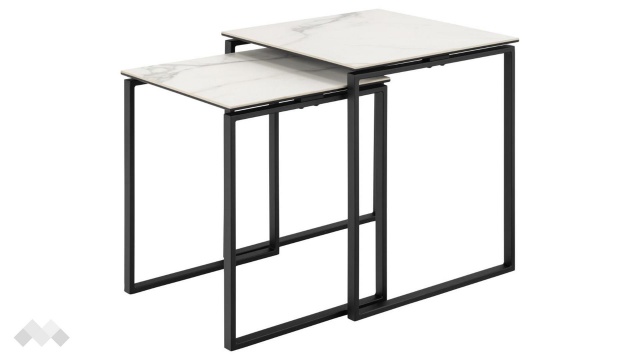 Холна маса Катрина комплект маси бял мрамор с черно