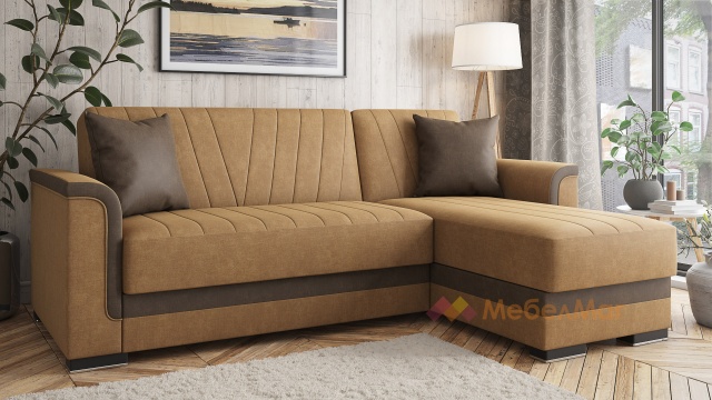 Ъглов диван Нютън универсален ъгъл светло кафяв с кафяво - МебелМаг Ъглов диван Нютън универсален ъгъл светло кафяв с кафяво