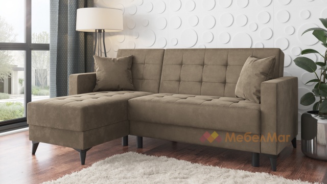 Ъглов диван Амалия универсален ъгъл кафяв - МебелМаг Ъглов диван Амалия универсален ъгъл кафяв