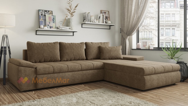 Ъглов диван Ливърпул с посока кафяв - МебелМаг Ъглов диван Ливърпул с посока кафяв