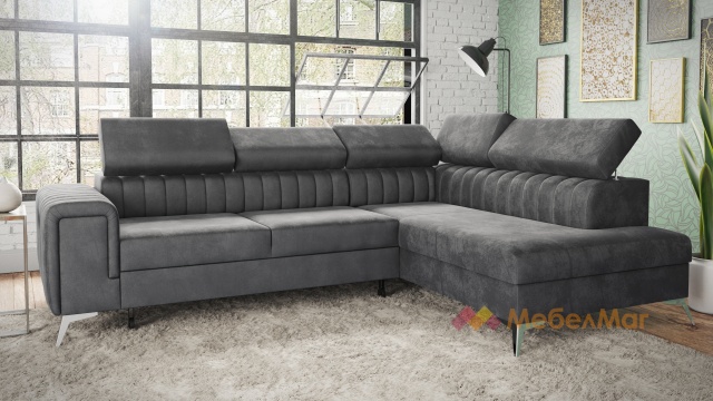 Ъглов диван Монблан с посока сив