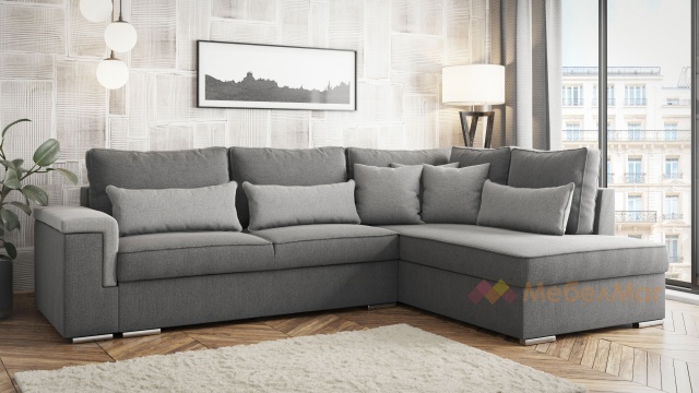 Ъглов диван Валета с посока тъмно сив със сиво - МебелМаг Ъглов диван Валета с посока тъмно сив със сиво