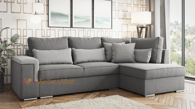 Ъглов диван Валета S с посока тъмно сив със сиво - МебелМаг Ъглов диван Валета S с посока тъмно сив със сиво