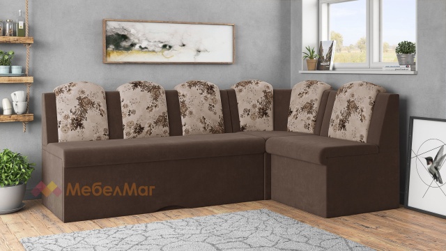 Кухненски ъгъл Гери универсален ъгъл кафяв с флорал