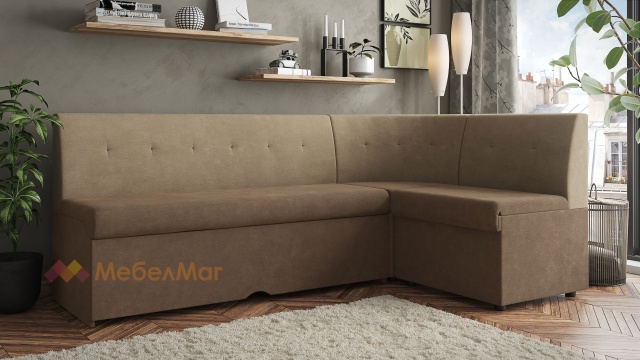 Кухненски ъгъл Патрик универсален ъгъл кафяв с бежово - МебелМаг Кухненски ъгъл Патрик универсален ъгъл кафяв с бежово