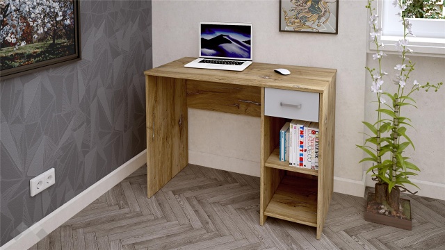 Бюро Селтик келтски дъб със светло сиво - МебелМаг Бюро Селтик келтски дъб със светло сиво