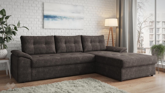 Ъглов диван Азалия с посока кафяв