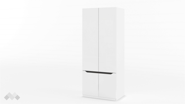 Гардероб Аляска двукрилни бял гланц с графит