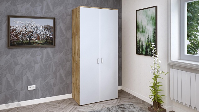 Гардероб Селтик двукрилни келтски дъб със светло сиво - МебелМаг Гардероб Селтик двукрилни келтски дъб със светло сиво