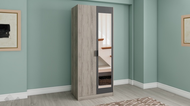 Гардероб Спирит двукрилни малта с антрацит - МебелМаг Гардероб Спирит двукрилни малта с антрацит