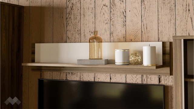 Етажерка Дейлос с открити рафтове дъб валенсия с крем