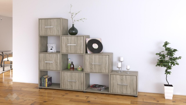 Етажерка Фресно тъмна сонома