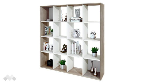 Етажерка Фрея тъмна сонома с бяло гладко