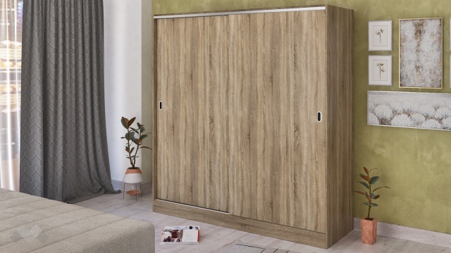 Гардероб Глендейл с плъзгащи врати тъмна сонома - МебелМаг Гардероб Глендейл с плъзгащи врати тъмна сонома