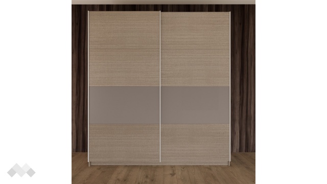 Гардероб Захир с плъзгащи врати мока с лате - МебелМаг Гардероб Захир с плъзгащи врати мока с лате