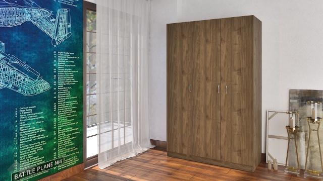 Гардероб Спрингфийлд трикрилни орех адмирал