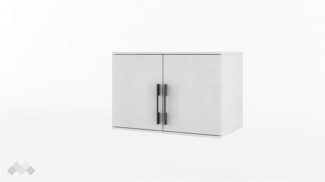 Горен шкаф Калифорния бял с бял гланц