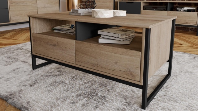 Холна маса Лина сонома арвен с графит - МебелМаг Холна маса Лина сонома арвен с графит