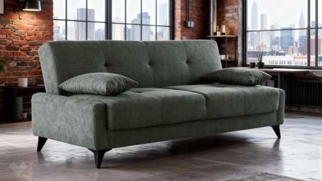 Клик-клак канапе Нейт триместни зелен