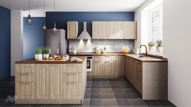 Кухня Тива с остров сонома с мока