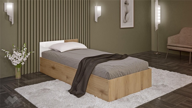 Легло 90/200 Джил с включен матрак Бонел 90/200 дъб канела с бял гланц - МебелМаг Легло 90/200 Джил с включен матрак Бонел 90/200 дъб канела с бял гланц