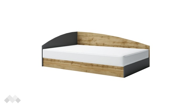 Ъглово легло 120/190 Галати с включен матрак Бонел 120/190 дъб вотан светъл с антрацит - МебелМаг Ъглово легло 120/190 Галати с включен матрак Бонел 120/190 дъб вотан светъл с антрацит