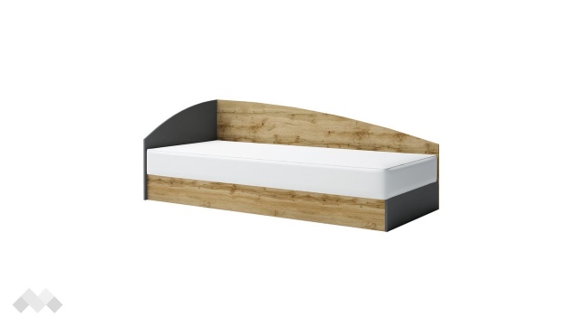 Ъглово легло 82/190 Галати с включен матрак Бонел 82/190 дъб вотан светъл с антрацит - МебелМаг Ъглово легло 82/190 Галати с включен матрак Бонел 82/190 дъб вотан светъл с антрацит