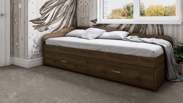 Легло с чекмеджета 90/200 Плуто орех адмирал - МебелМаг Легло с чекмеджета 90/200 Плуто орех адмирал