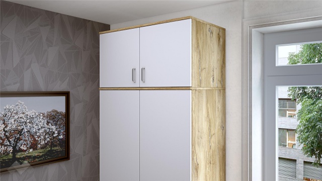 Надстройка за двукрилен гардероб Селтик келтски дъб със светло сиво