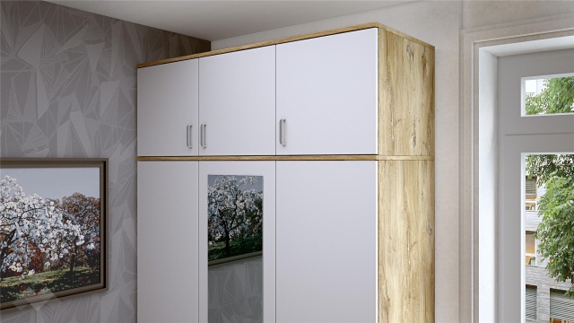 Надстройка за трикрилен гардероб Селтик келтски дъб със светло сиво