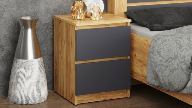 Нощен шкаф Никола златен дъб с антрацит