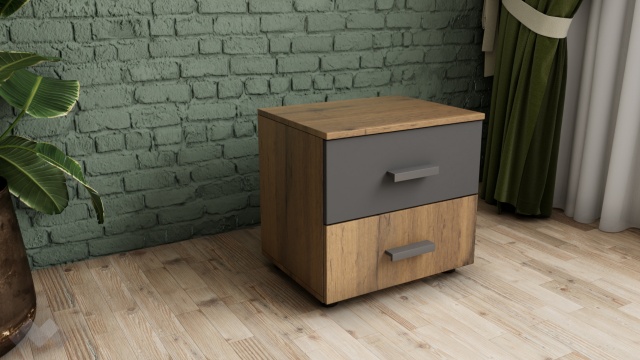 Нощен шкаф Оптима дъб вотан с черно