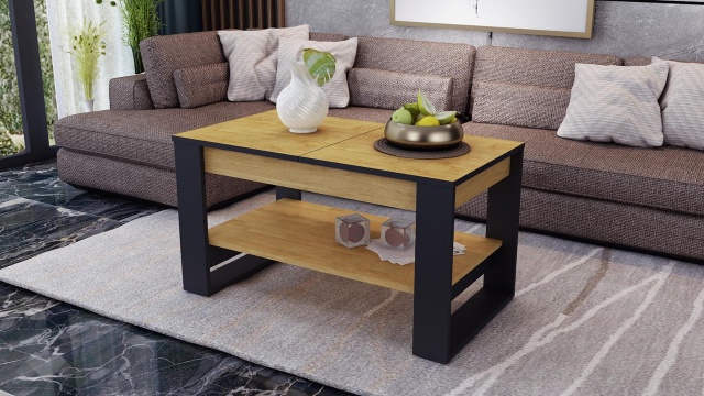 Холна маса Денвър разтегателна златен дъб с черно