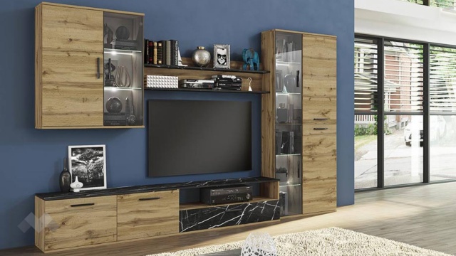 Секция Авелино модулни дъб дакота с мрамор