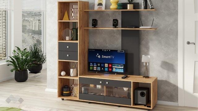 Секция Аверса с витрина златен дъб с антрацит