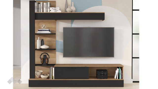 Секция Селина с открити рафтове вотан с черно