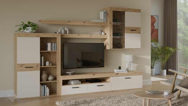 Секция Зумба с LED осветление дъб артисан с пясък