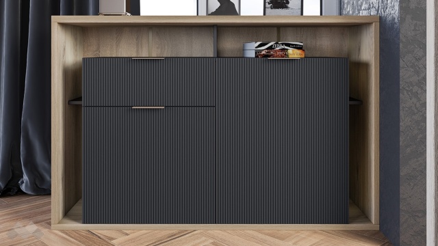 Скрин Фамо сонома арвен с графит и карбон мат - МебелМаг Скрин Фамо сонома арвен с графит и карбон мат