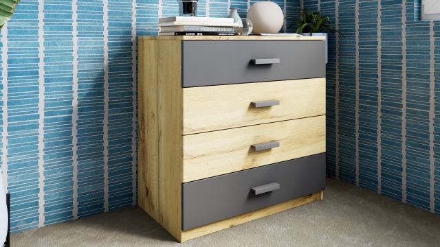 Скрин Малена светъл вотан с антрацит - МебелМаг Скрин Малена светъл вотан с антрацит