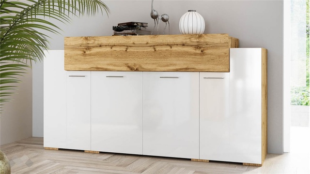 Скрин Пезаро дъб дакота с бял гланц