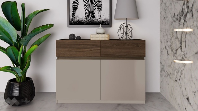 Скрин Поситано дъб дилън тъмен с капучино мат и пасифик