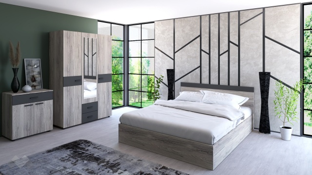 Спален комплект Дани малта с антрацит - МебелМаг Спален комплект Дани малта с антрацит