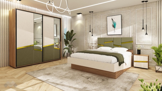 Спален комплект Мобили денвър с кашмир и маслина