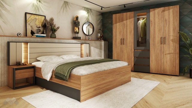 Спален комплект Нарди графит с денвър