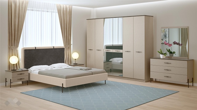 Спален комплект Салвадор памучно бежов с атрацит