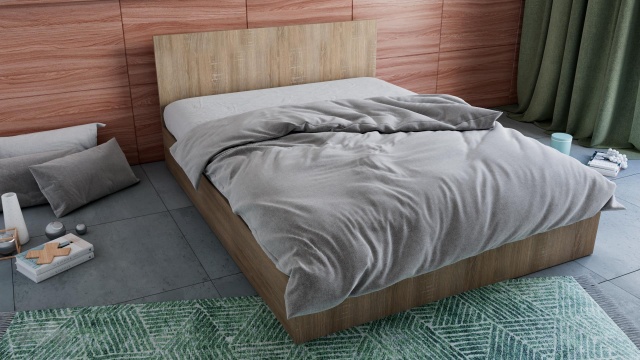 Спалня 144/190 Арго с включен матрак Бонел 144/190 дъб сонома - МебелМаг Спалня 144/190 Арго с включен матрак Бонел 144/190 дъб сонома