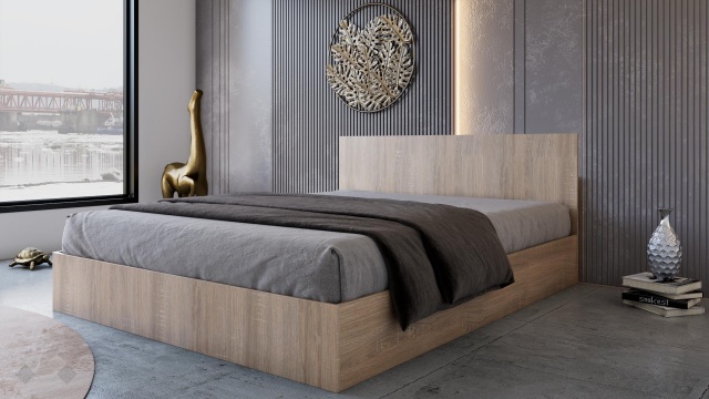 Спалня 160/200 Арго с включен матрак Бонел 160/200 дъб сонома - МебелМаг Спалня 160/200 Арго с включен матрак Бонел 160/200 дъб сонома