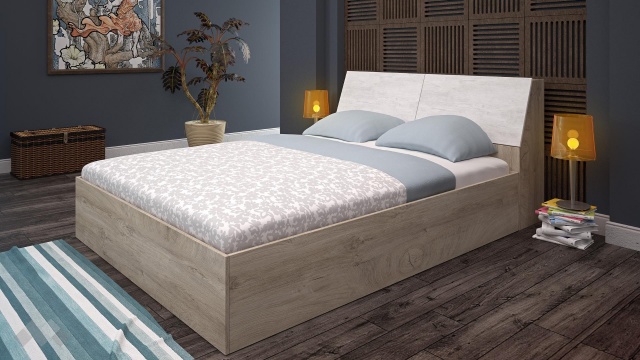 Спалня с ракла 160/200 Ирина с включен матрак Бонел 160/200 дъб суров с бяло фладер