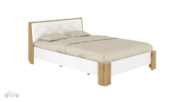 Спалня 140/200 Моник с включен матрак Бонел 140/200 златен дъб с бяло - МебелМаг Спалня 140/200 Моник с включен матрак Бонел 140/200 златен дъб с бяло